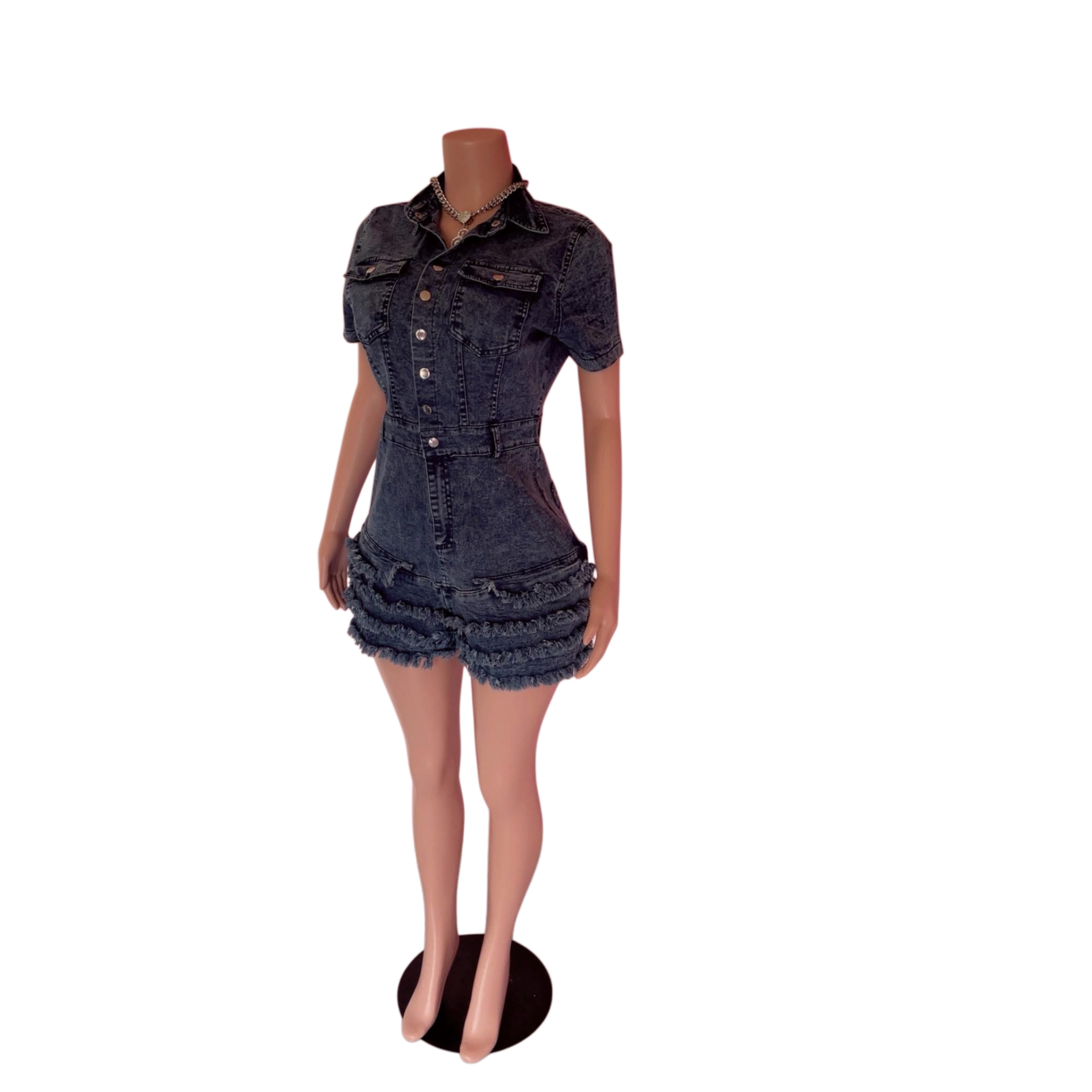 Tassel Denim Romper