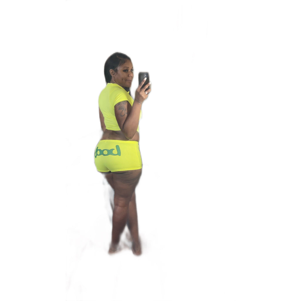 Yellow Some Body Shorts Set
