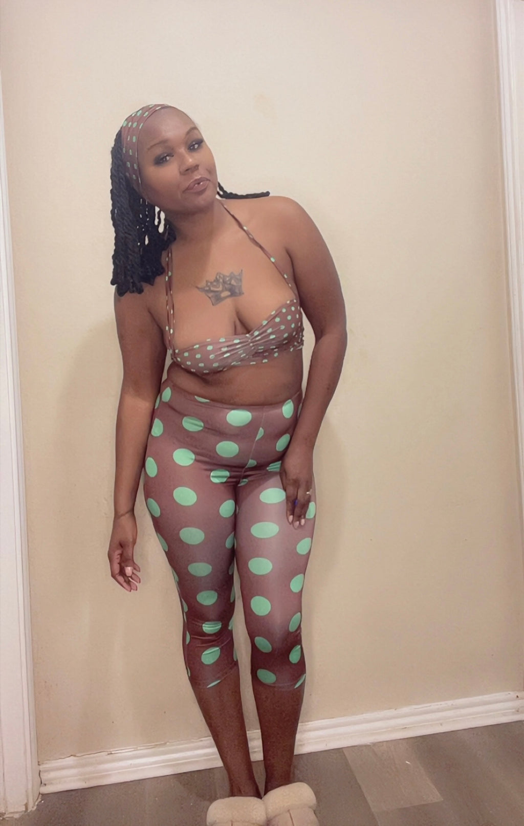 Dots Halter Capri Pants Headband 3 Piece Set