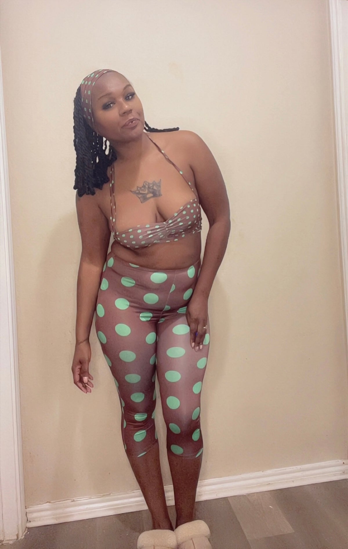 Dots Halter Capri Pants Headband 3 Piece Set