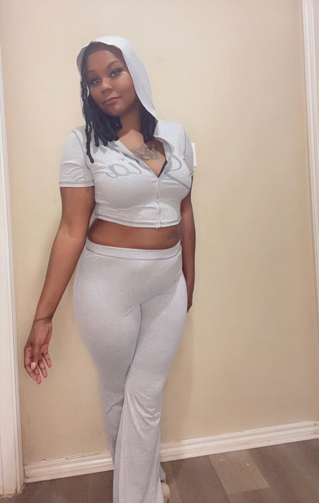 Seam Line Zipper Hooded Pants Set