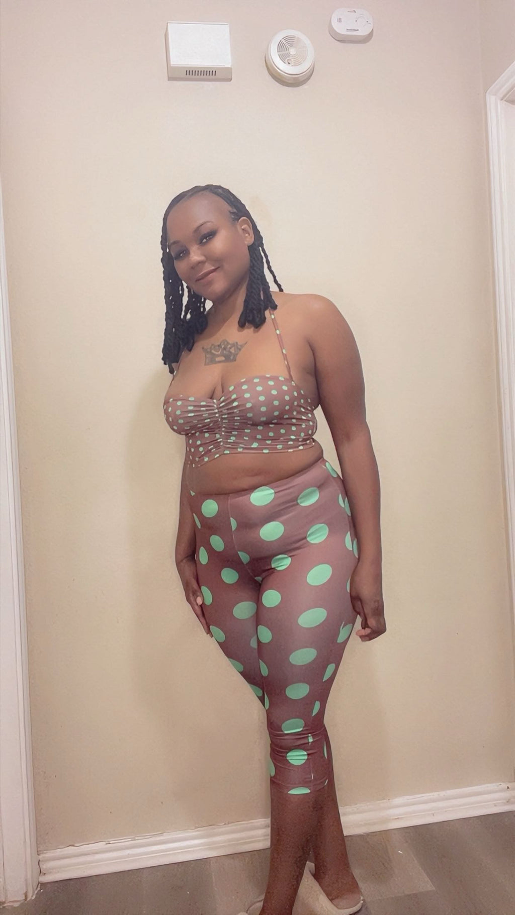 Dots Halter Capri Pants Headband 3 Piece Set