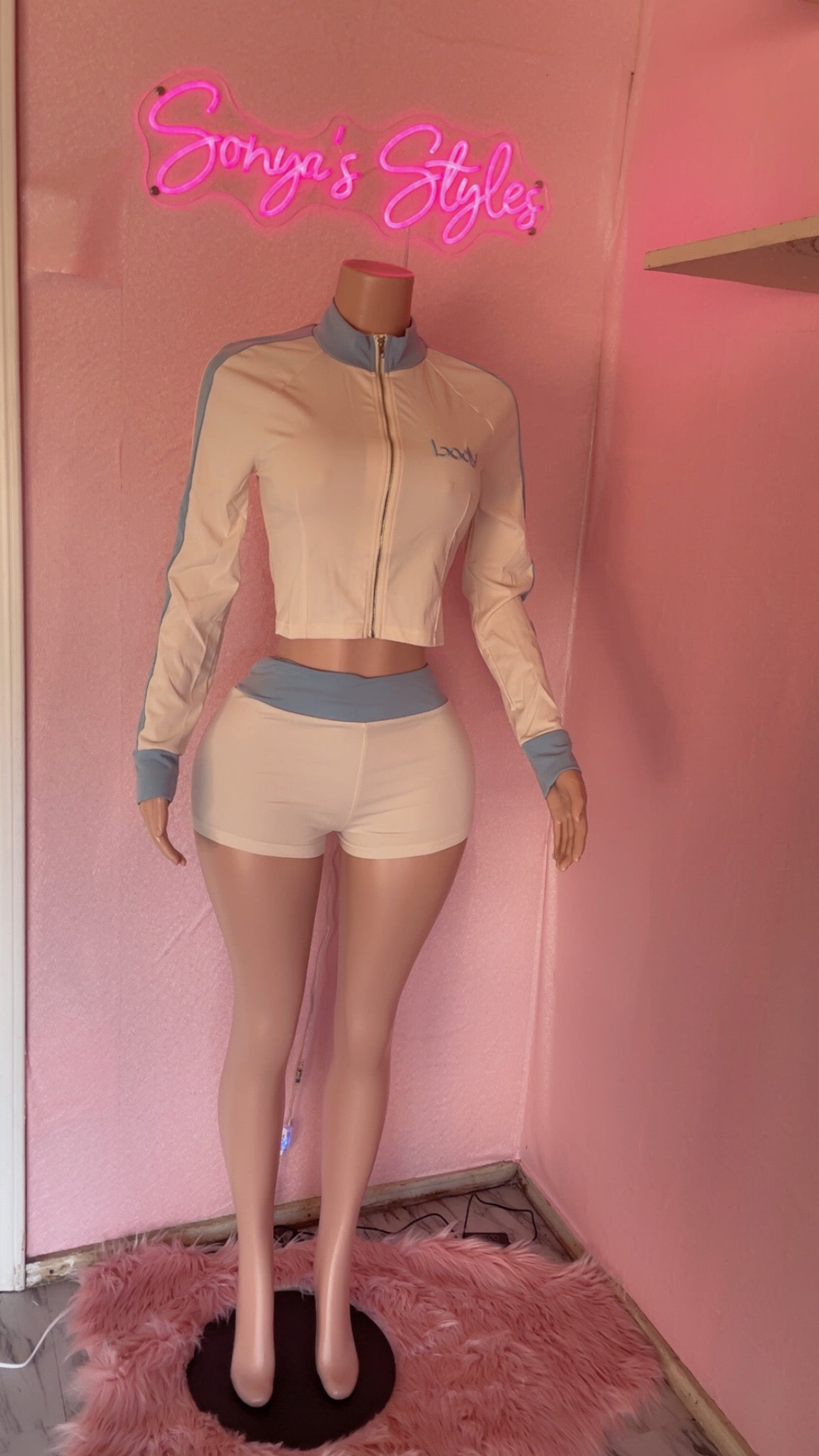 Blue Tan Body Short Set