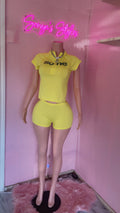 Some Body Solid Yellow Short Set + Green Letters