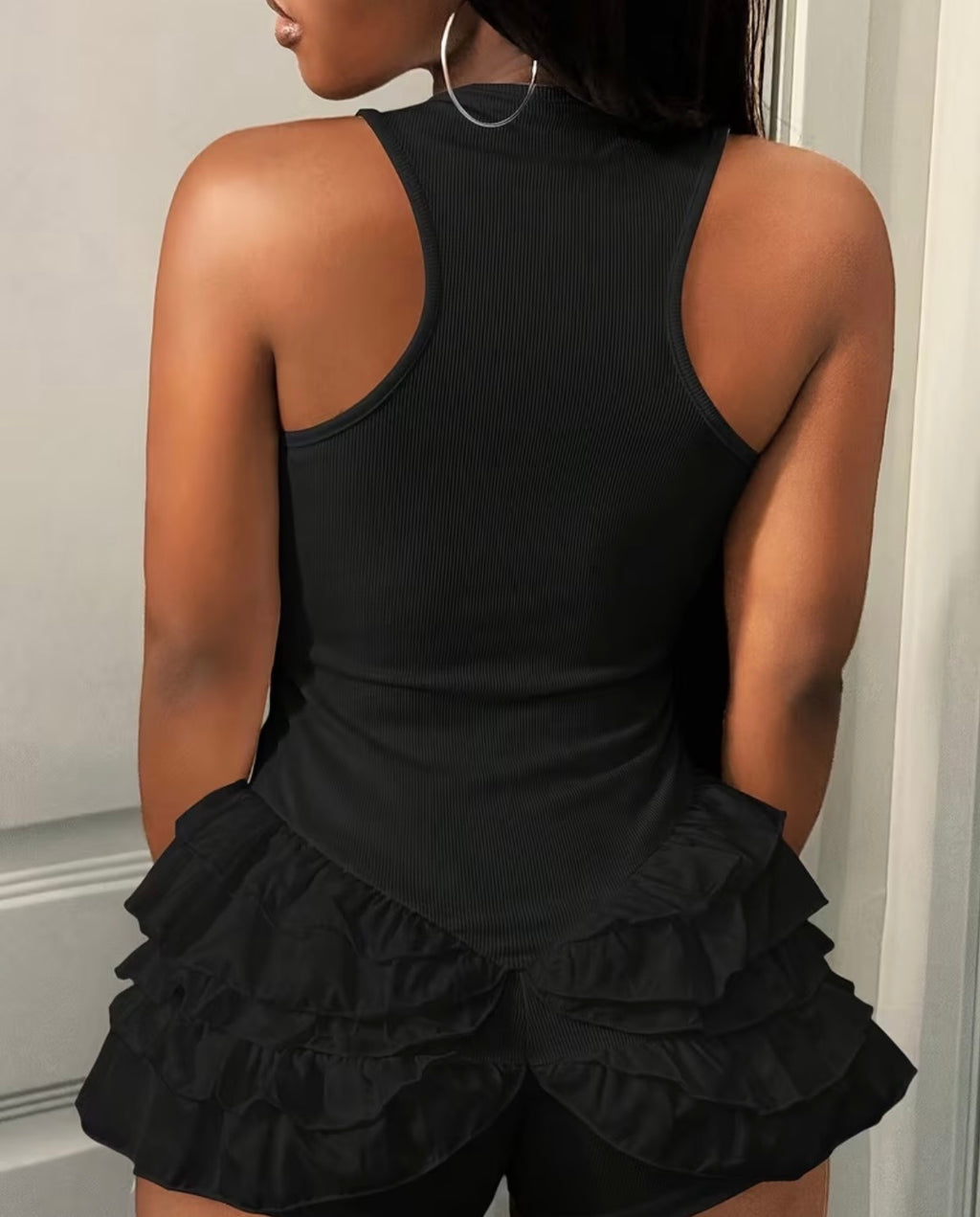 Black Ruffles Romper Playsuit