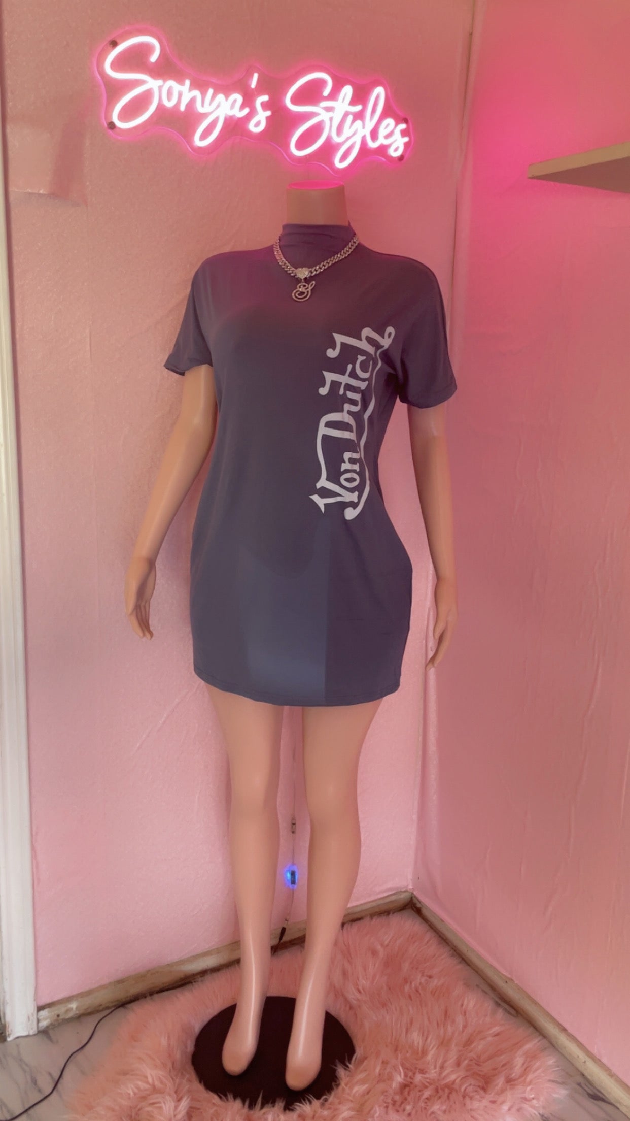 Von Dutch Inspired Short Sleeve Dress