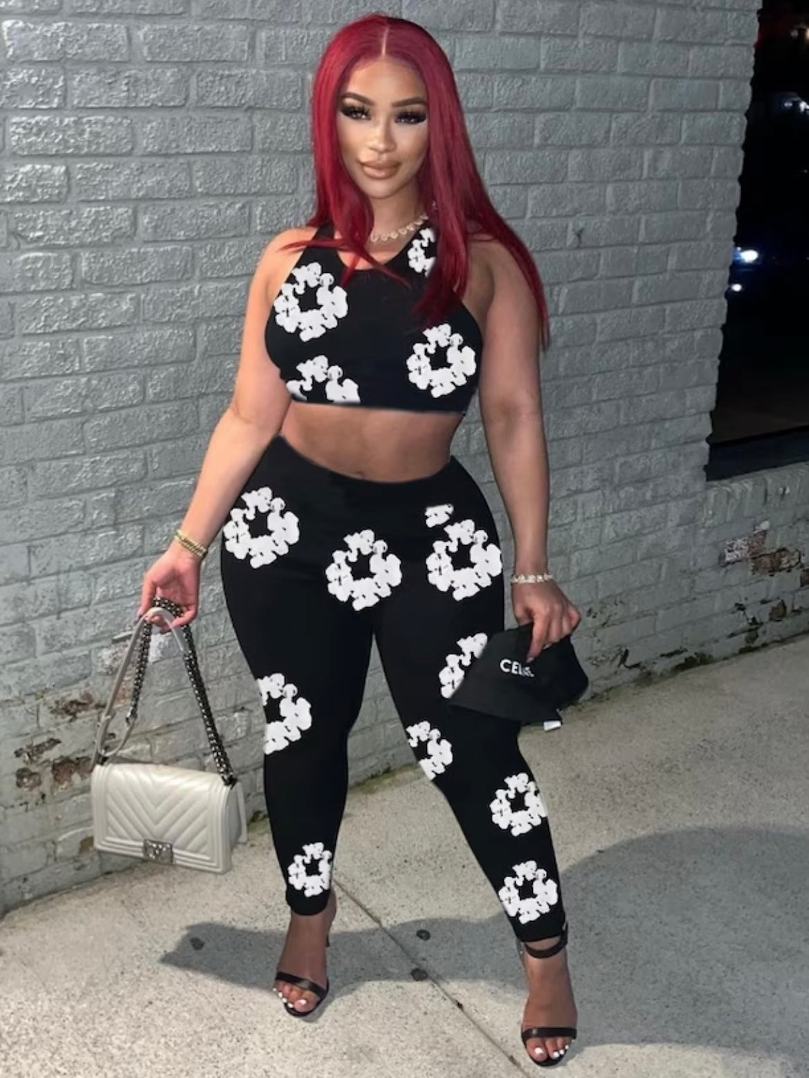 Denim Tears Inspired Crop Leggings Set