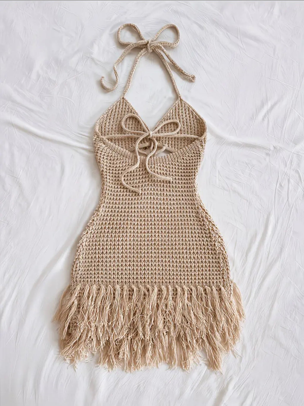 Khaki Halter Beach Dress