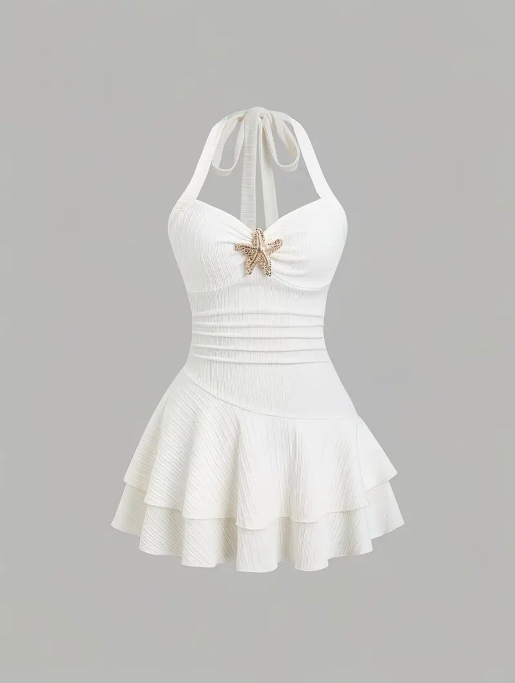 White Halter Beach Dress