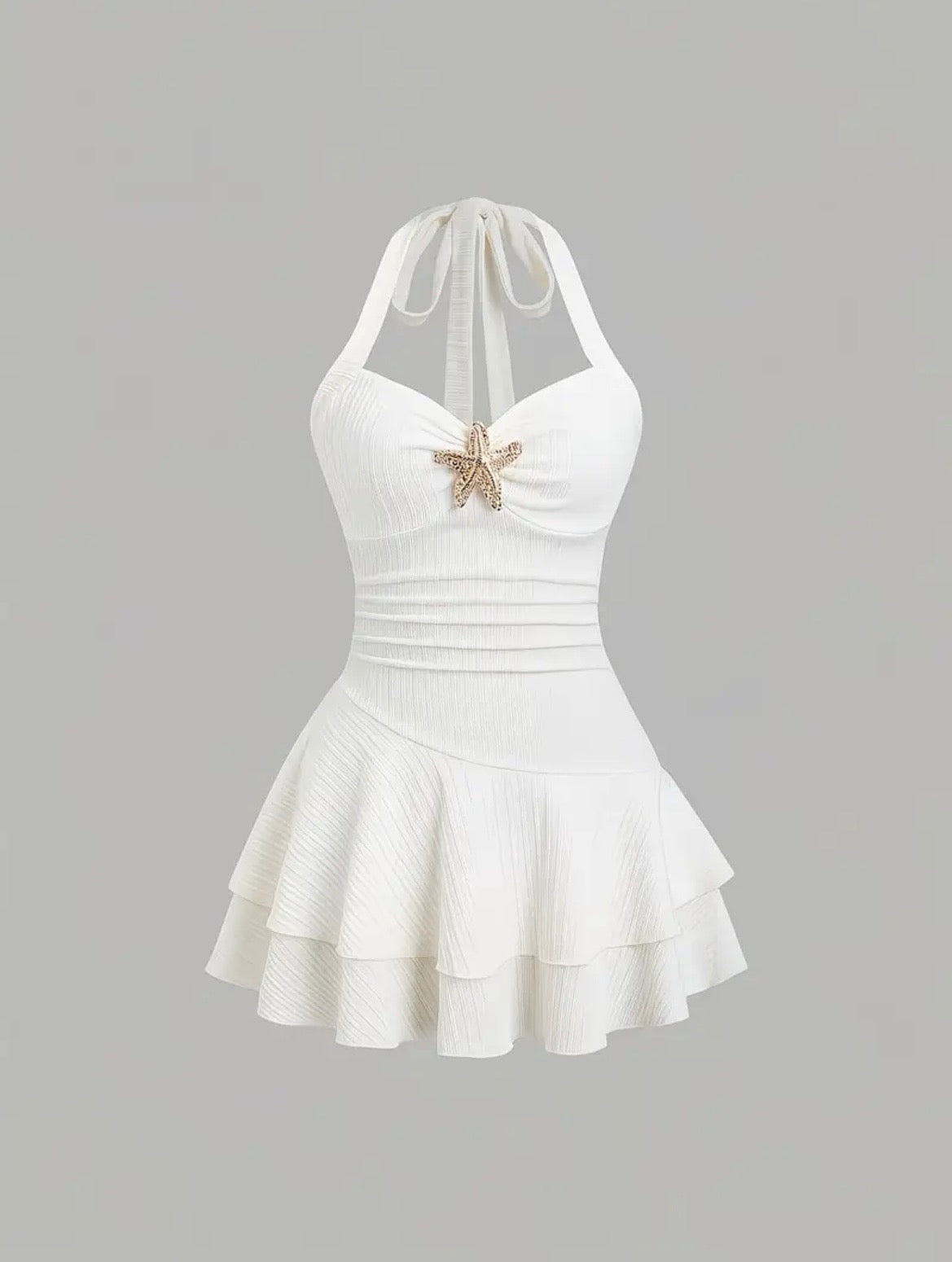 White Halter Beach Dress