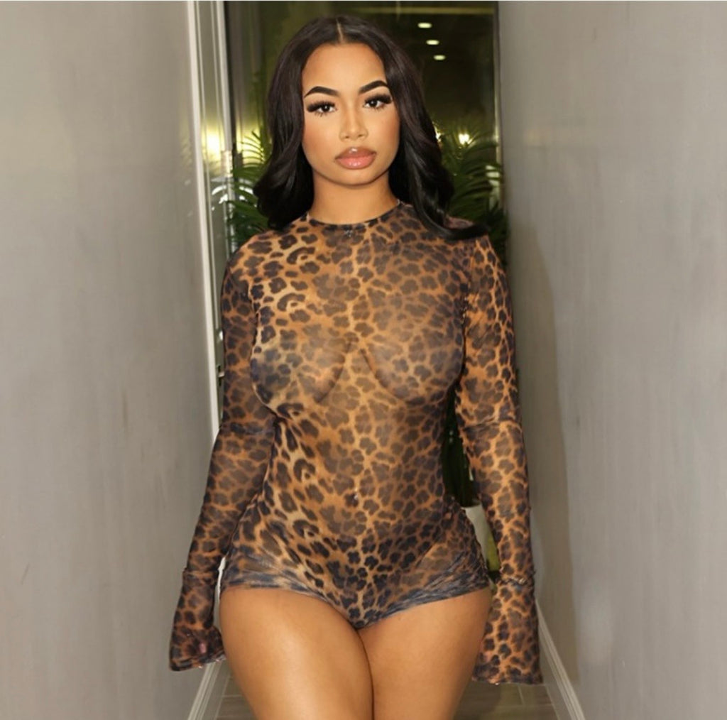 Leopard Backless Romper