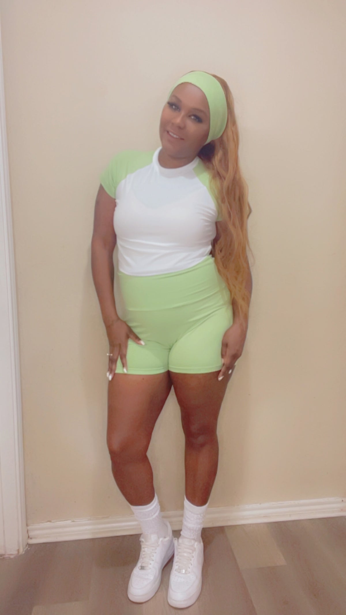 Color Block Short Set with Headband (3pcs)