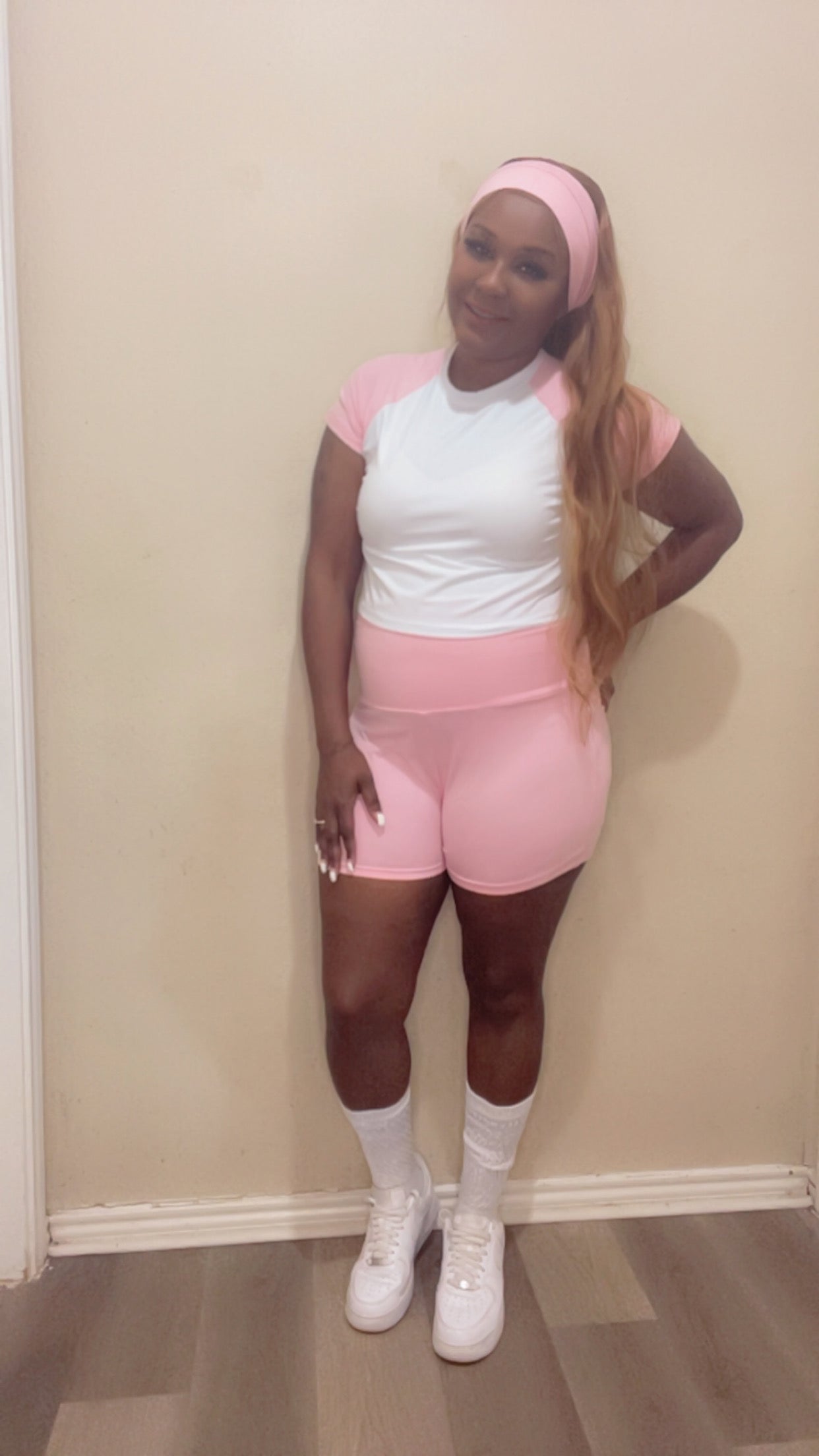 Color Block Short Set with Headband (3pcs)